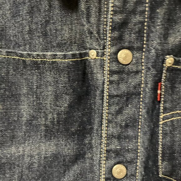 Levis Denim Jacket Womens Large Blue Sherpa Collar Trucker Snap Engineered VTG - Picture 4 of 12